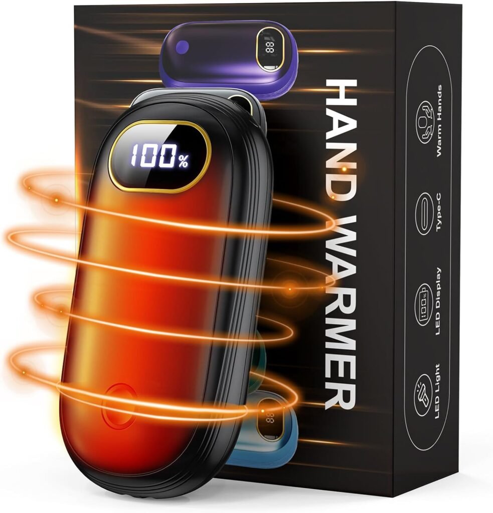 Hand Warmers Rechargeable, Dual-Sided Heating 17Hrs Warmth Max 131℉ 4 Levels USB-C Reusable Electric Hand Warmer Portable Handwarmers for Raynauds, Hunting, Golf, Camping, Women Men Warm Gifts